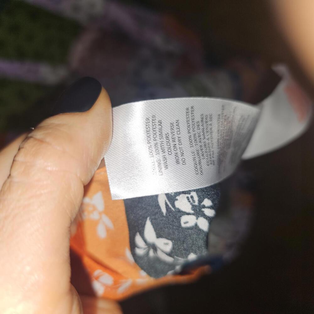 Patchwork Pattern Midi Dress With Puff Sleeves - image 5